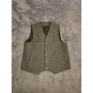 Wyoming Traders Mens L Gray Virgin Wool Western Vest Cowboy Ranch Button Down